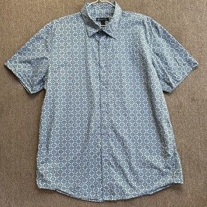 INC International Concepts XL Men’s Button Down Shirt Blue Brown Cotton NWT